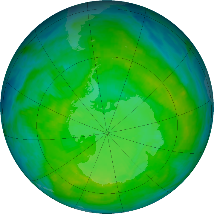 Antarctic ozone map for 19 December 1987